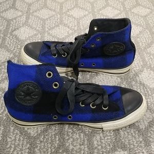 Converse black and blue wool high top sneakers